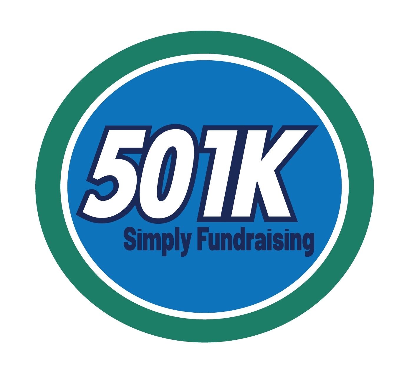 501K Simply Fundraising logo in blue, white, and green circular design